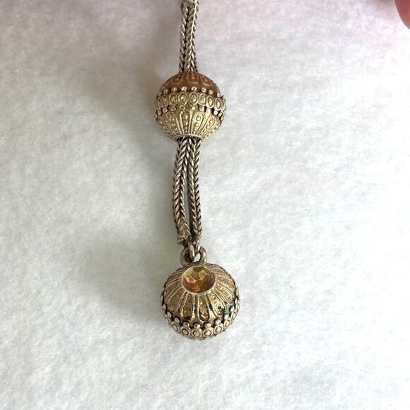 Vintage Antique 800 Silver 2 Row Diamond Cut Adjustable Foxtail Slide Bracelet - Picture 15 of 17